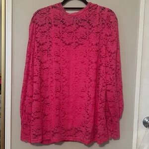 Hot Pink Lace Long Sleeve Top